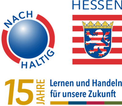 Logo NHS Jubiläumslogo 15 Jahre Nachhaltigkeitsstrategie Hessen